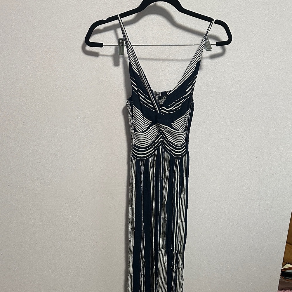 Angie Black and White Striped Maxi Dress